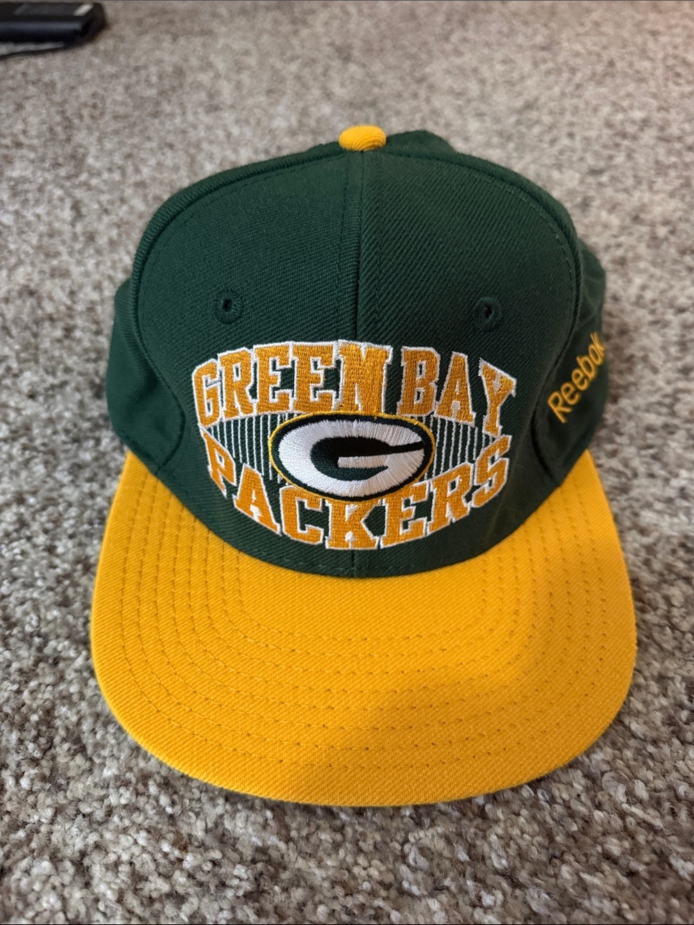 Reebok Green & Gold Green Bay Packers Embroidered Snapback